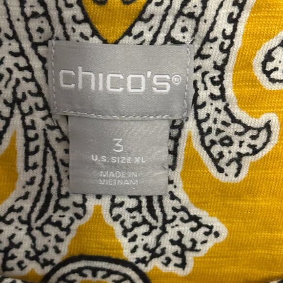 Chico's Paisley Side Vent Slub Tee Size 3 (Womens XL) Bright Ochre Casual Top - Picture 5 of 7
